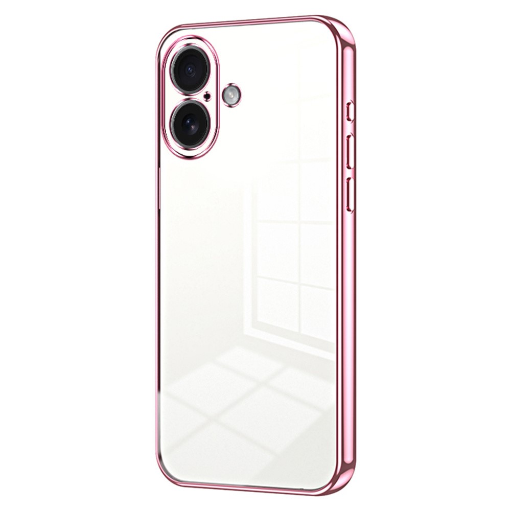 For iPhone 17 Case Electroplating Frame Soft TPU Phone Cover - Pink
