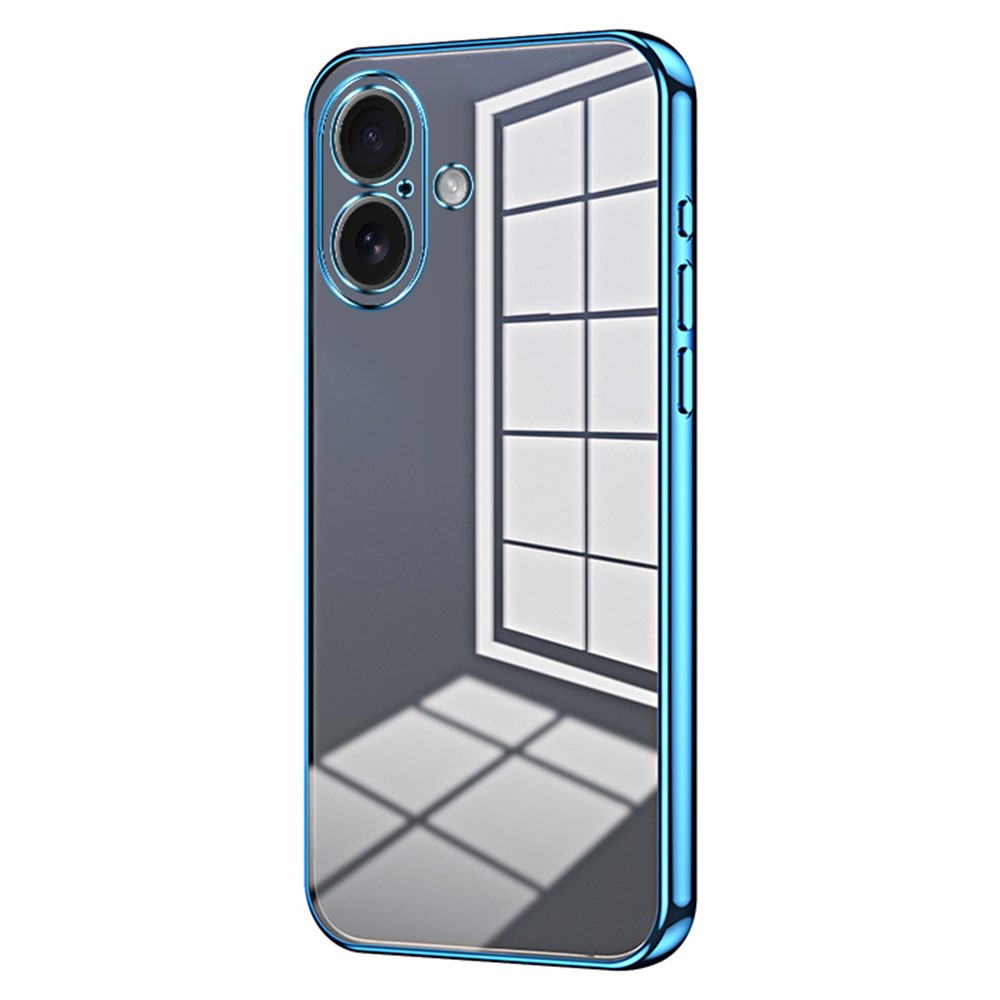 For iPhone 17 Case Electroplating Frame Soft TPU Phone Cover - Blue