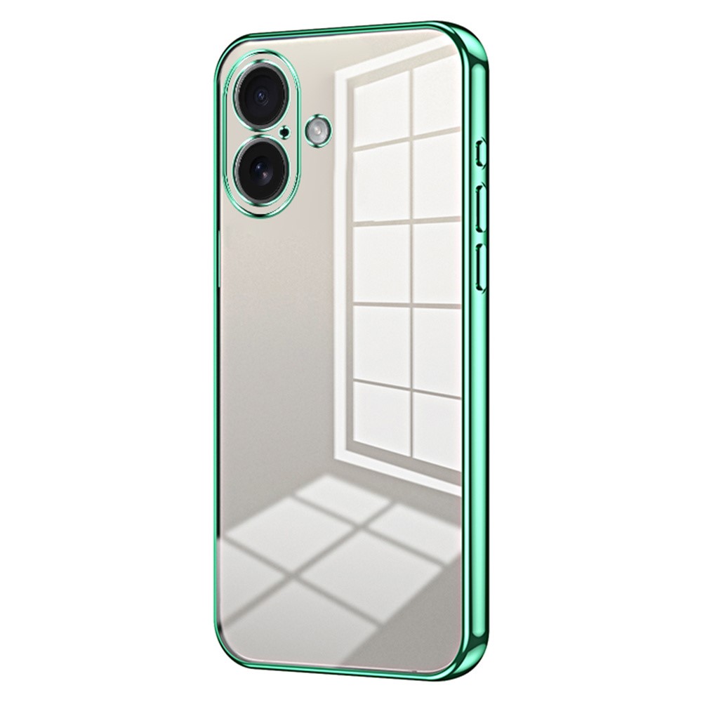 For iPhone 17 Case Electroplating Frame Soft TPU Phone Cover - Green