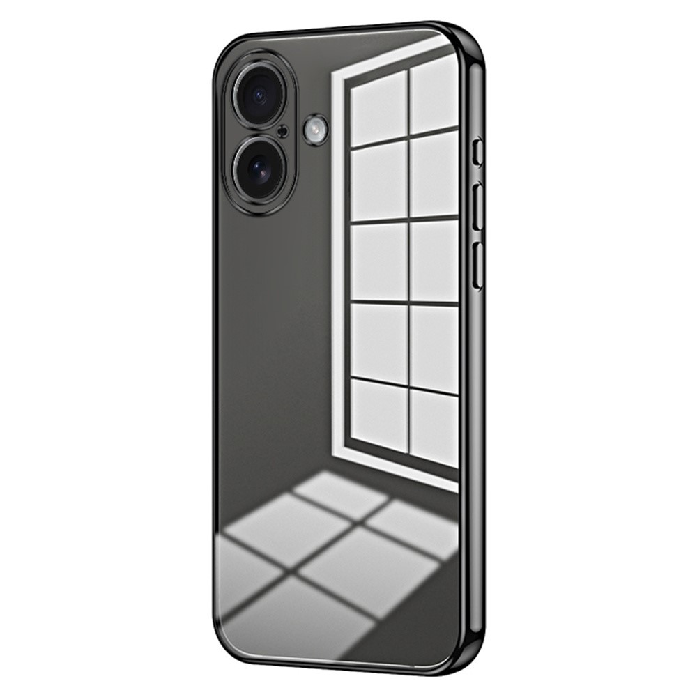For iPhone 17 Case Electroplating Frame Soft TPU Phone Cover - Black