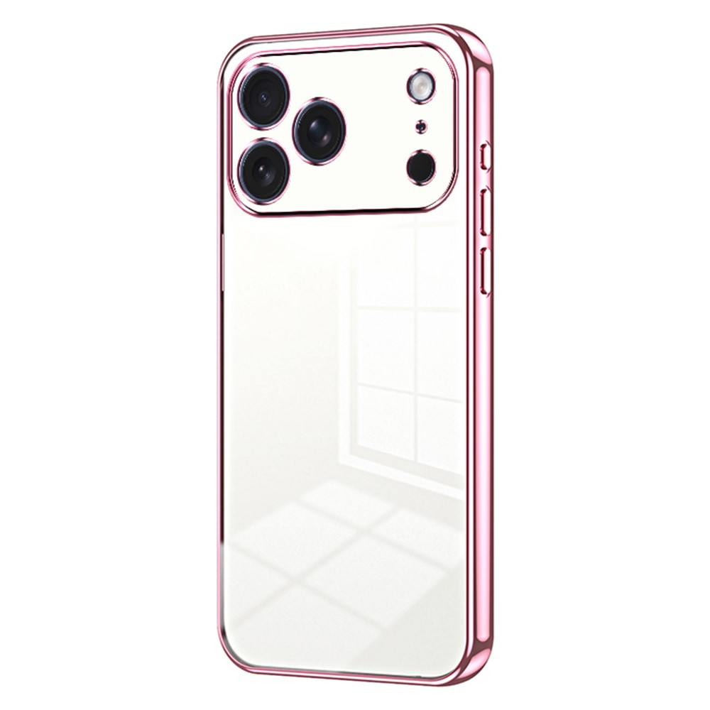 For iPhone 17 Pro Case Electroplating Frame Soft TPU Phone Cover - Pink