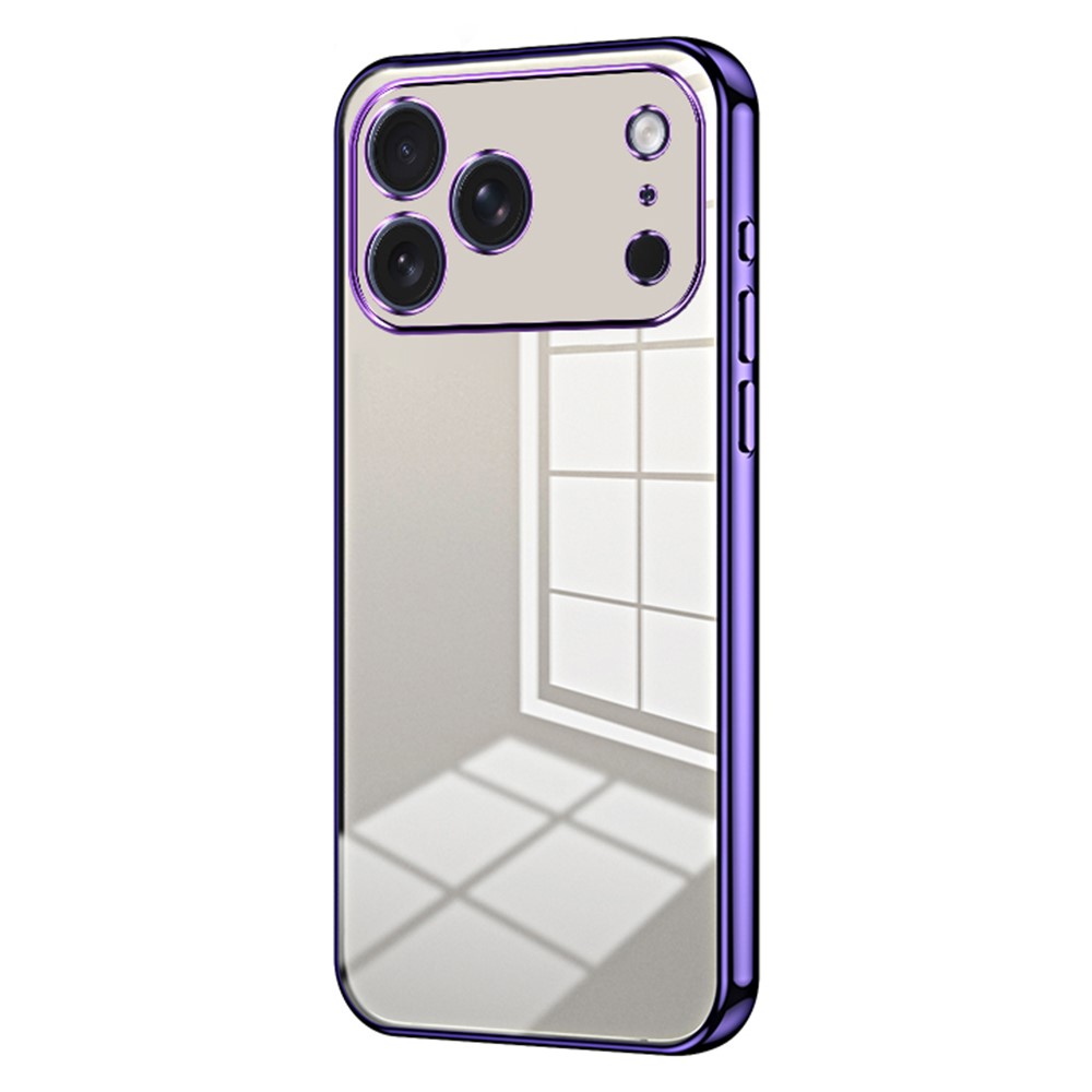 For iPhone 17 Pro Case Electroplating Frame Soft TPU Phone Cover - Purple