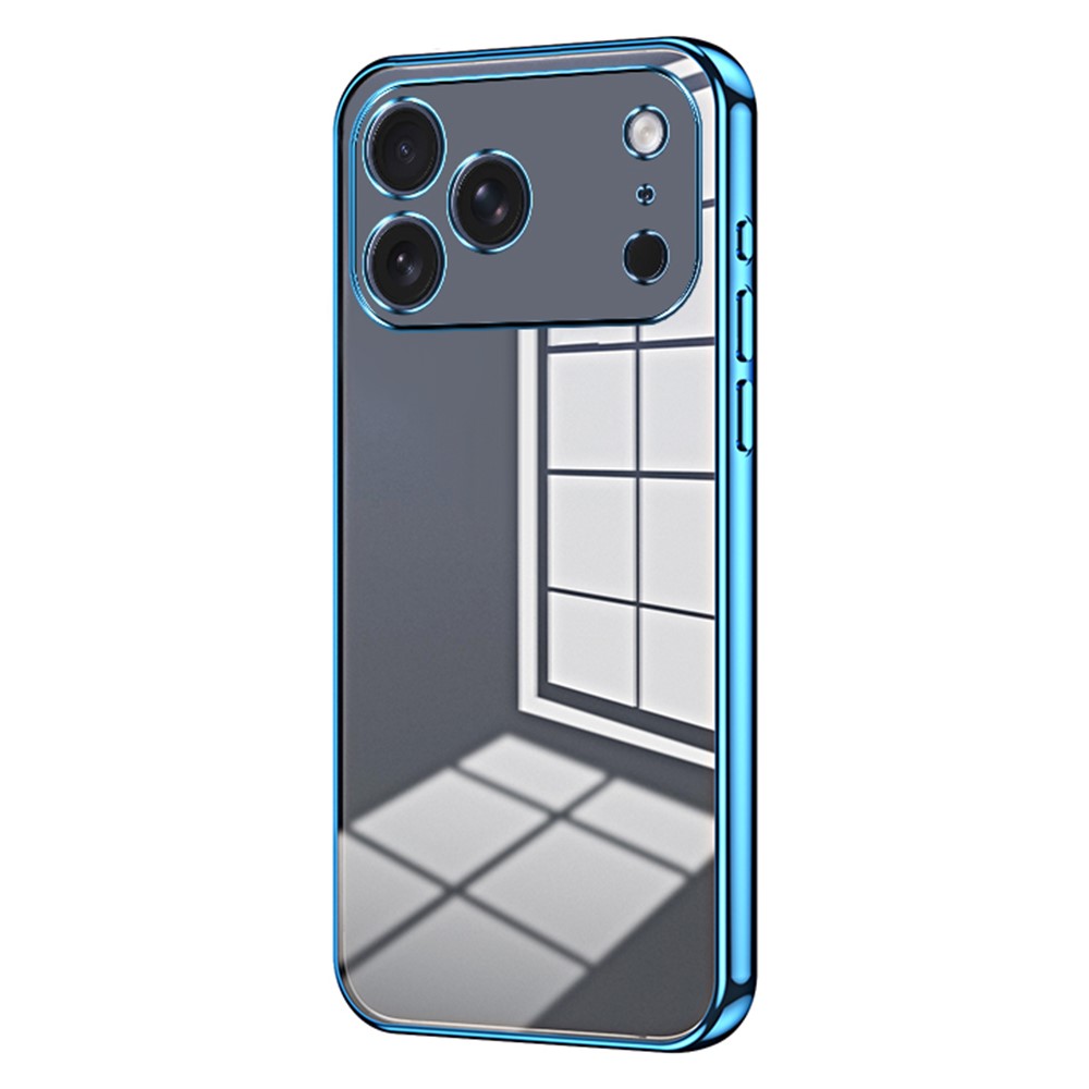 For iPhone 17 Pro Case Electroplating Frame Soft TPU Phone Cover - Blue