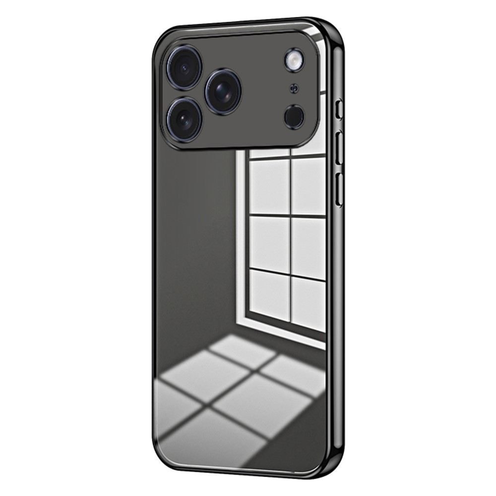For iPhone 17 Pro Case Electroplating Frame Soft TPU Phone Cover - Black