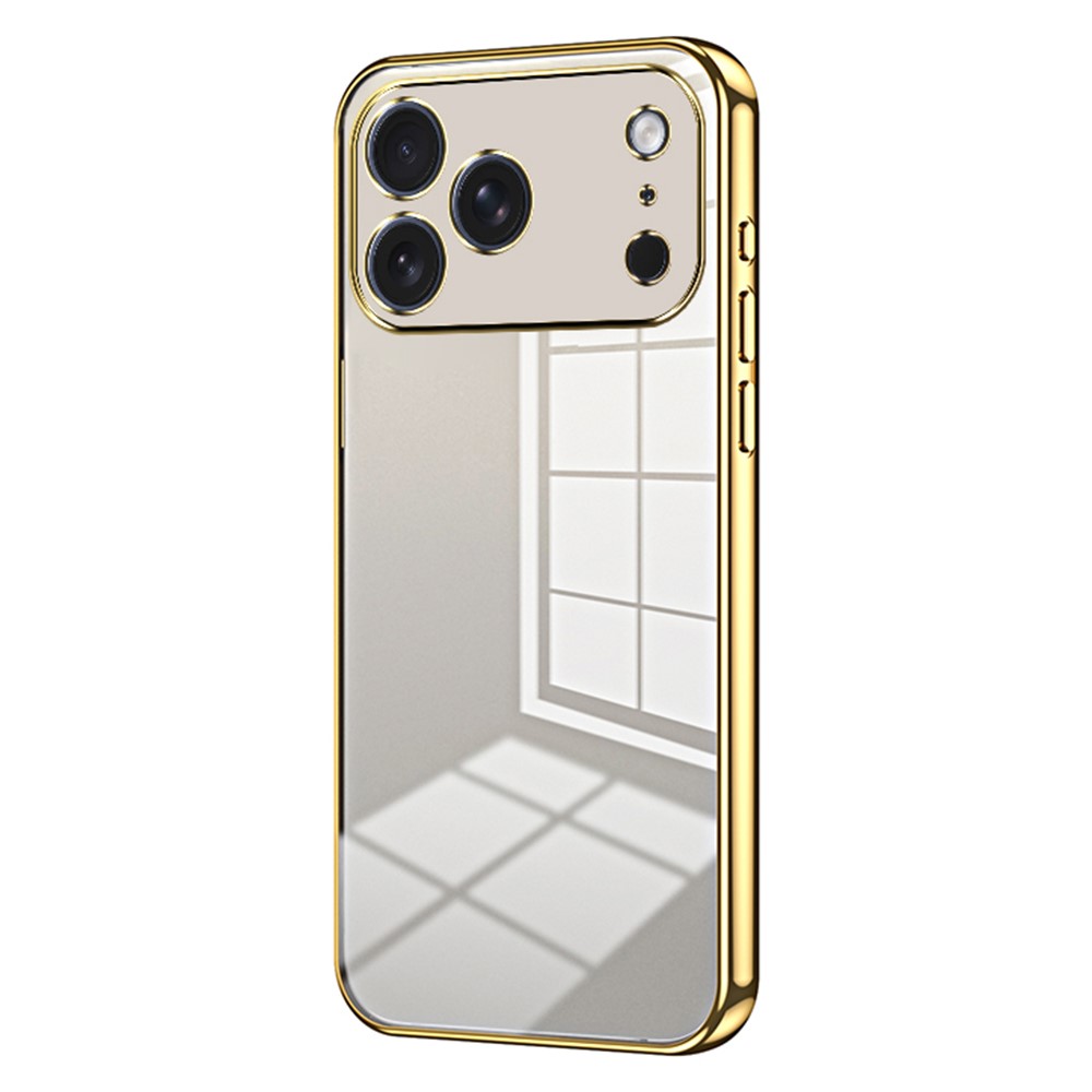 For iPhone 17 Pro Max Case Electroplating Frame Soft TPU Phone Cover - Gold