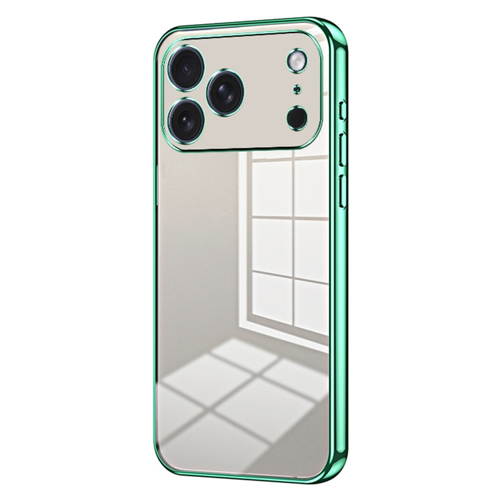 For iPhone 17 Pro Max Case Electroplating Frame Soft TPU Phone Cover - Green
