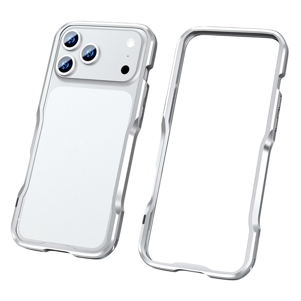 LUPHIE For iPhone 17 Pro Max Case Metal Bumper Frame Shockproof Phone Cover - Silver