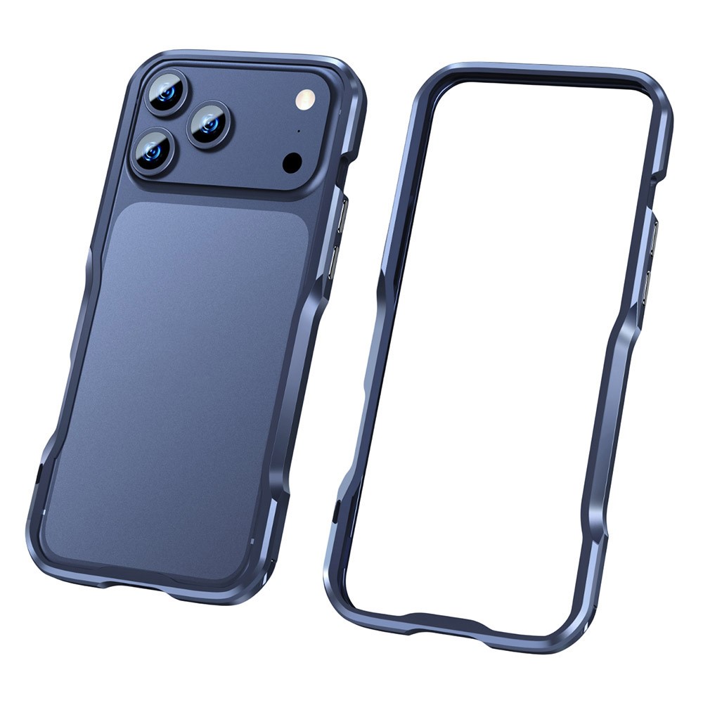 LUPHIE For iPhone 17 Pro Case Metal Bumper Frame Shockproof Phone Cover - Dark Blue
