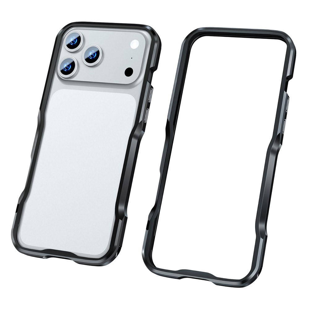 LUPHIE For iPhone 17 Pro Case Metal Bumper Frame Shockproof Phone Cover - Black