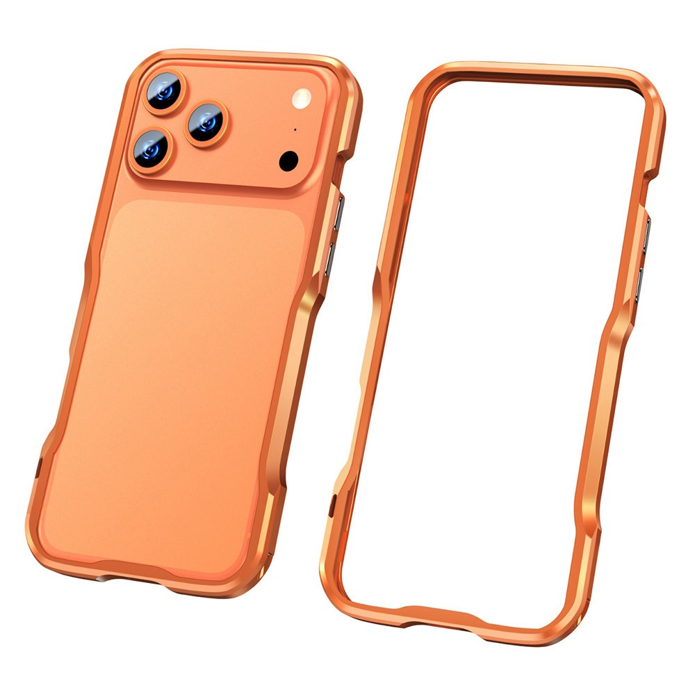 LUPHIE For iPhone 17 Pro Case Metal Bumper Frame Shockproof Phone Cover - Orange