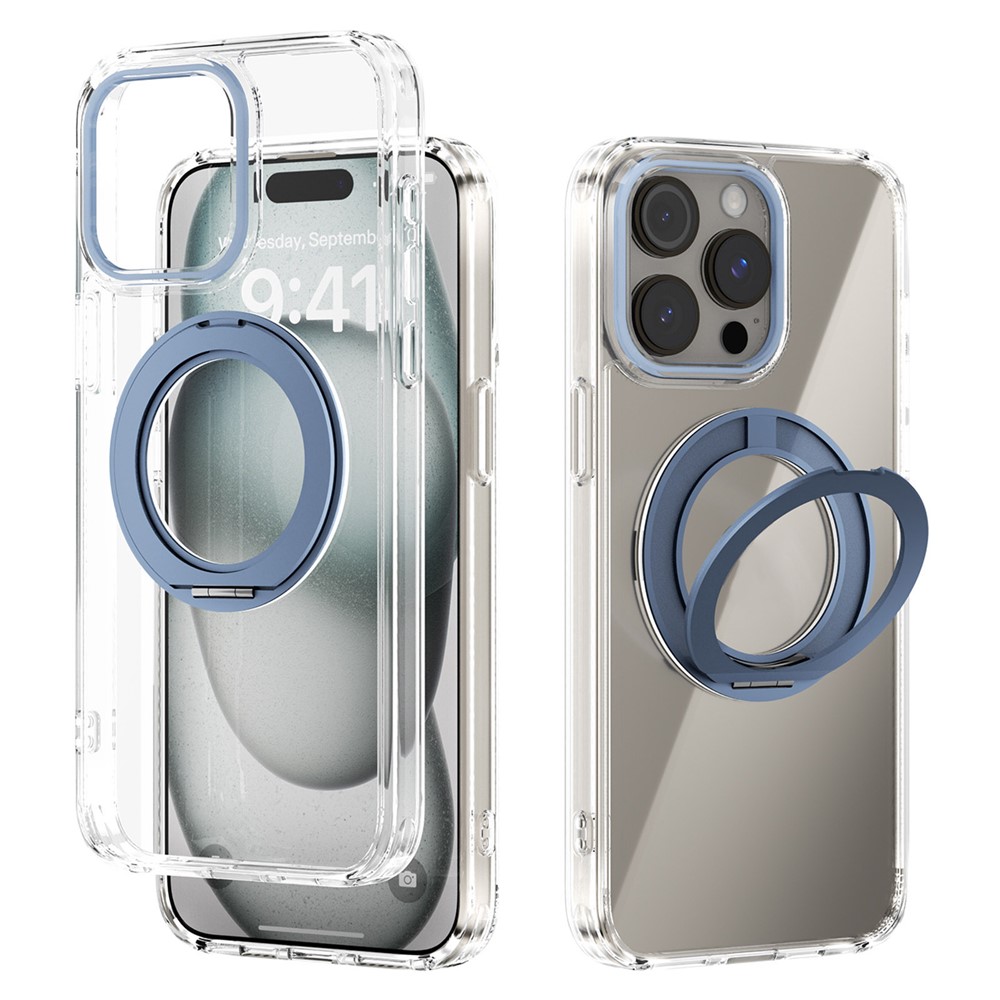 ABEEL Q-LUCK For iPhone 13 Pro Max Magnetic Case Rotating Kickstand Shockproof TPU + PC Phone Back Cover - Baby Blue