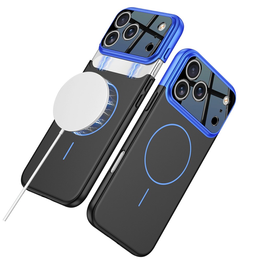 GKK For iPhone 17 Pro Case Detachable Camera Frame Constrast Color PC Phone Cover Compatible with MagSafe - Blue / Black
