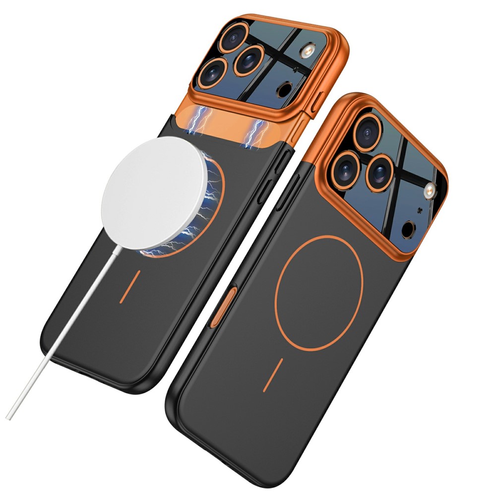 GKK For iPhone 17 Pro Case Detachable Camera Frame Constrast Color PC Phone Cover Compatible with MagSafe - Orange / Black