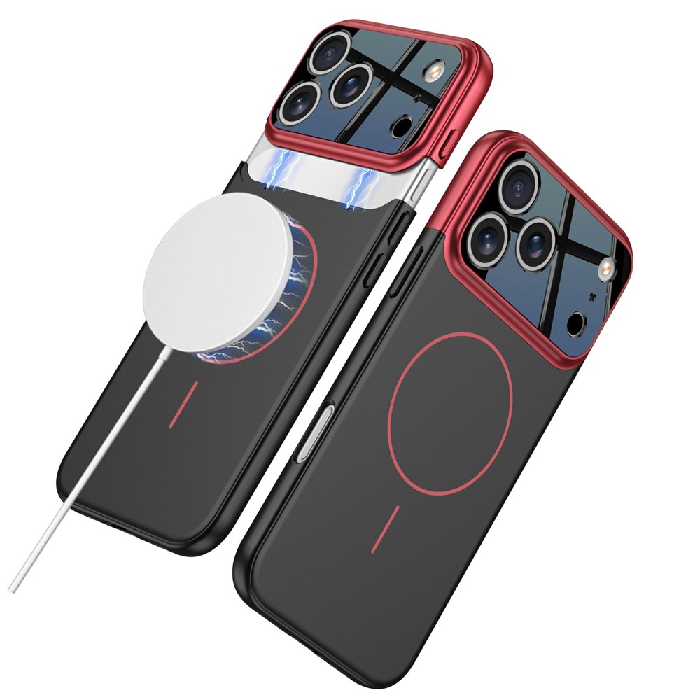 GKK For iPhone 17 Pro Max Case Detachable Camera Frame Constrast Color PC Phone Cover Compatible with MagSafe - Red / Black