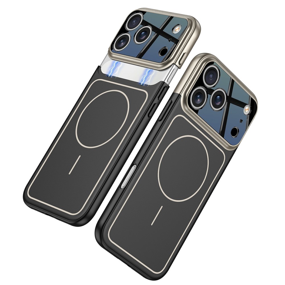 GKK For iPhone 17 Pro Case Detachable Camera Cover Contrast Color Frame Line PC Phone Shell Compatible with MagSafe - Grey / Black