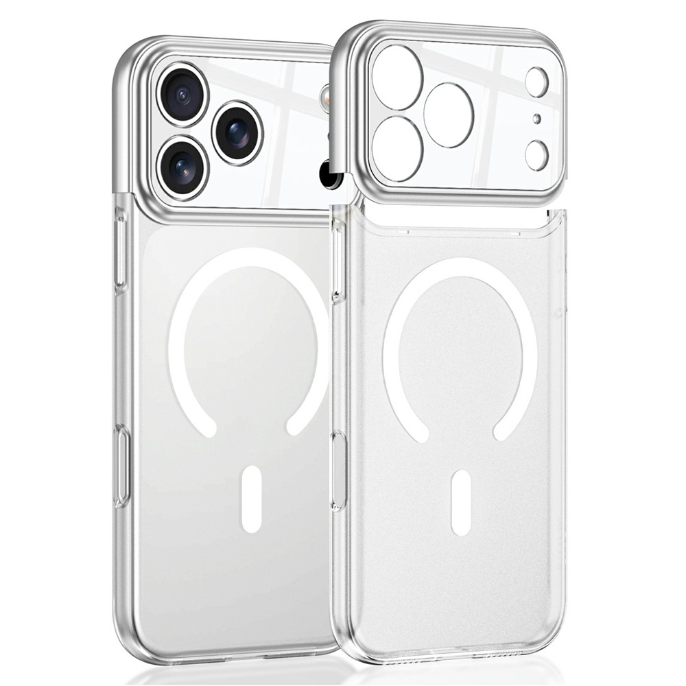 GKK For iPhone 17 Pro Max Case Contrast Color Translucent PC Phone Cover Compatible with MagSafe - Silver