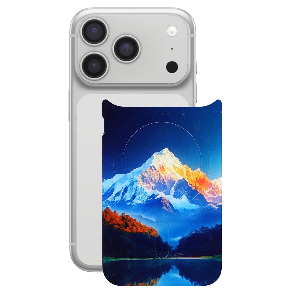 For iPhone 17 Pro Magnetic Back Plates Pattern Printed Quick Change Backplate (Backplate Only) - Snowy Mountain Lake