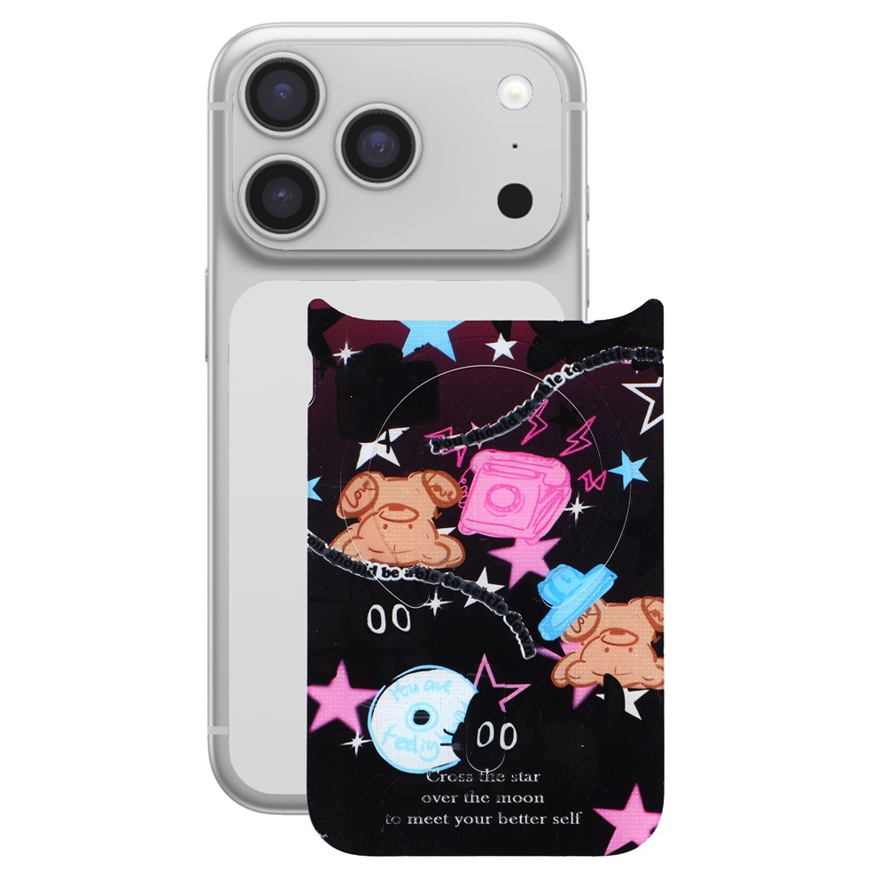 For iPhone 17 Pro Magnetic Back Plates Pattern Printed Quick Change Backplate (Backplate Only) - Brown Bear Slide