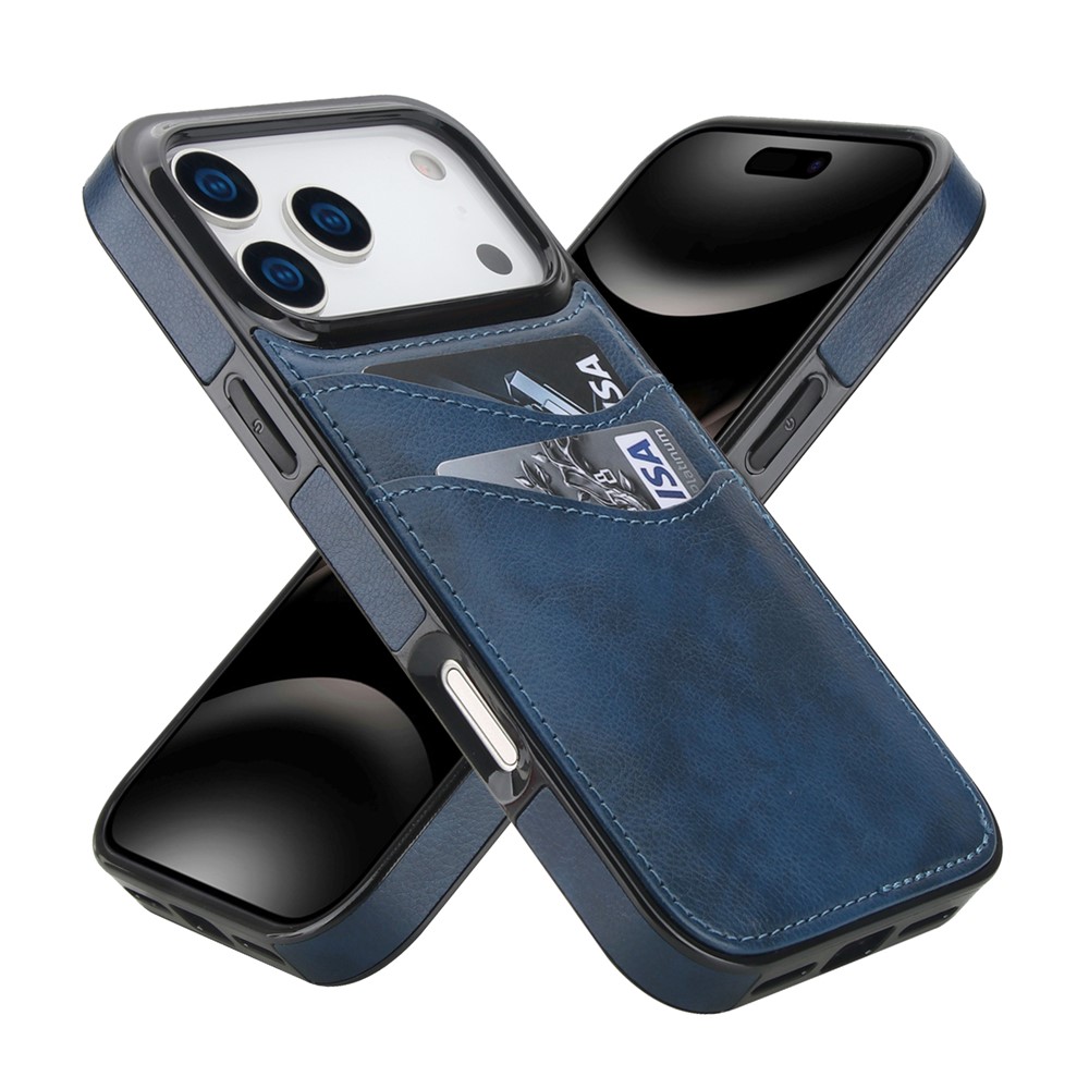 For iPhone 17 Pro Max Case Card Slot Slim-Fit PU + TPU Mobile Cover - Blue