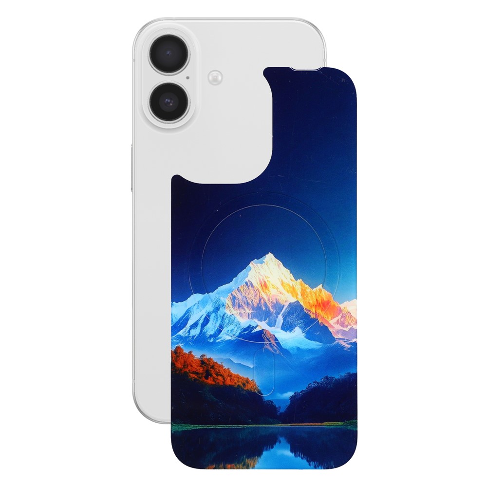 For iPhone 17 Magnetic Back Plates Pattern Printed Quick Change Backplate (Backplate Only) - Snowy Mountain Lake