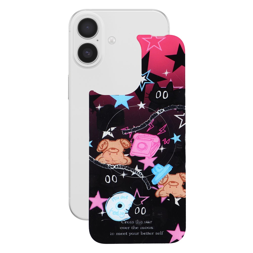 For iPhone 17 Magnetic Back Plates Pattern Printed Quick Change Backplate (Backplate Only) - Brown Bear Slide