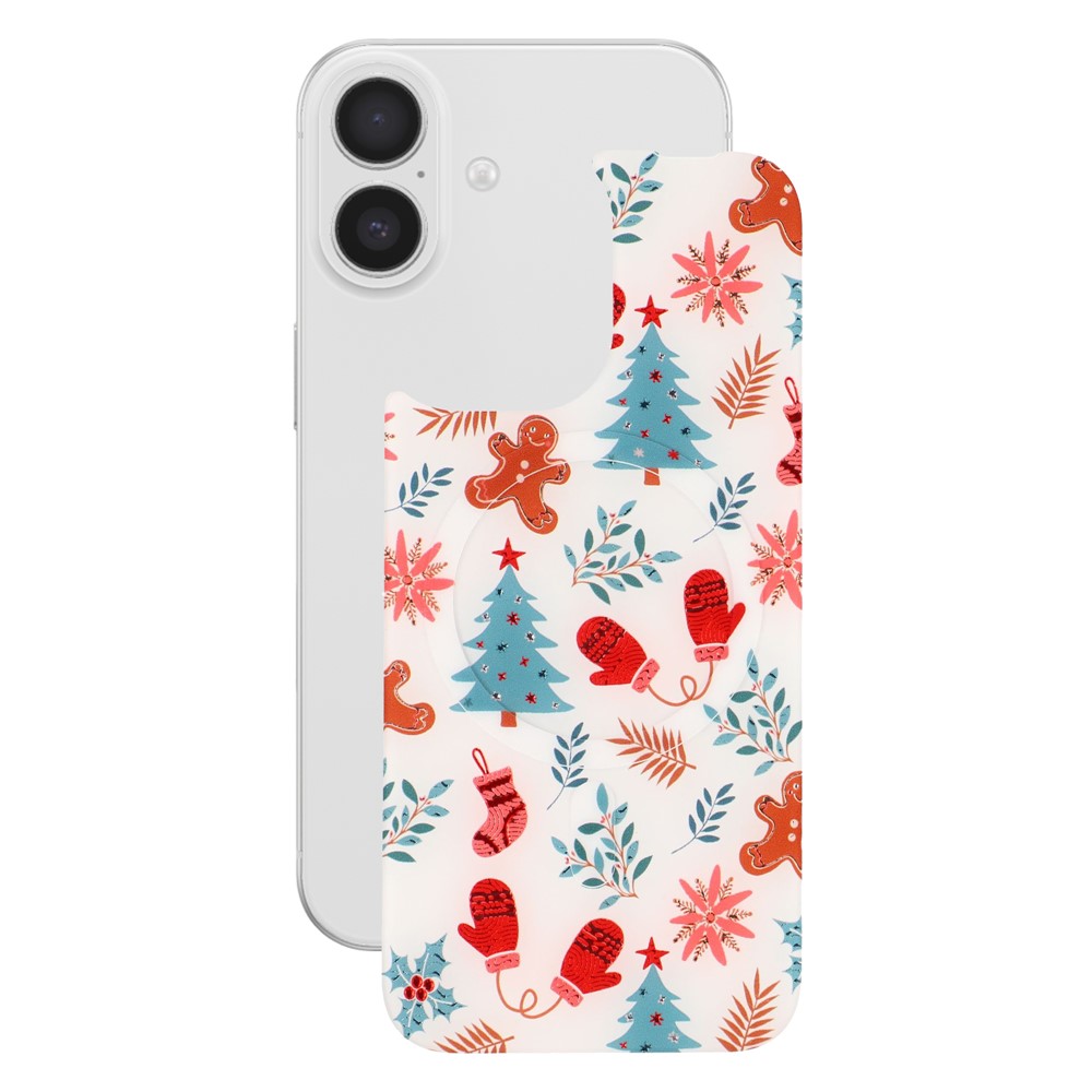 For iPhone 17 Magnetic Back Plates Pattern Printed Quick Change Backplate (Backplate Only) - Christmas Elements
