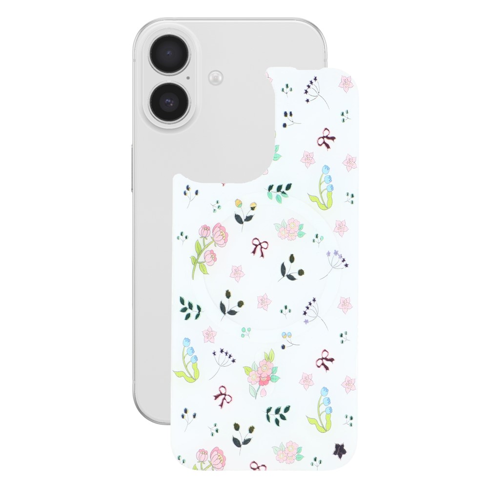 For iPhone 17 Magnetic Back Plates Pattern Printed Quick Change Backplate (Backplate Only) - Spring Garden
