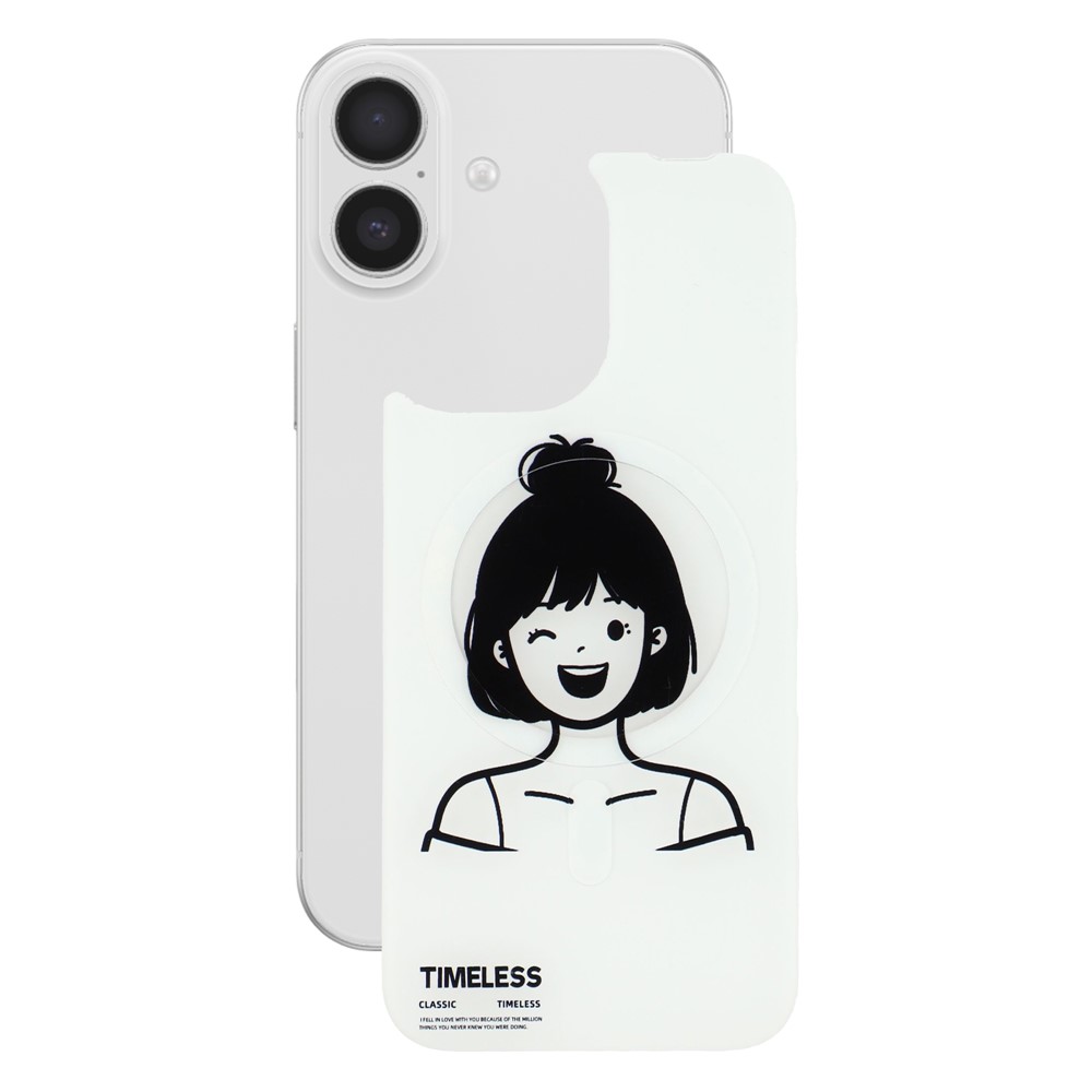 For iPhone 17 Magnetic Back Plates Pattern Printed Quick Change Backplate (Backplate Only) - Cartoon Girl