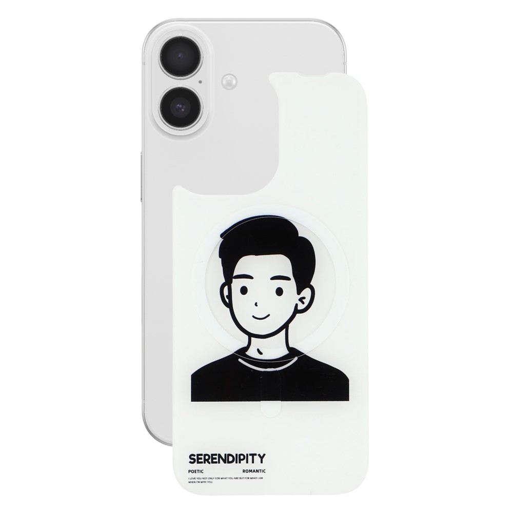 For iPhone 17 Magnetic Back Plates Pattern Printed Quick Change Backplate (Backplate Only) - Cartoon Boy