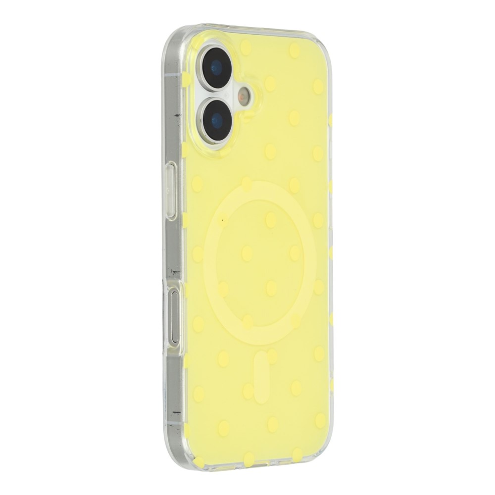 For iPhone 17 Case Polka Dot Pattern TPU + PC Phone Cover Compatible with MagSafe - Yellow
