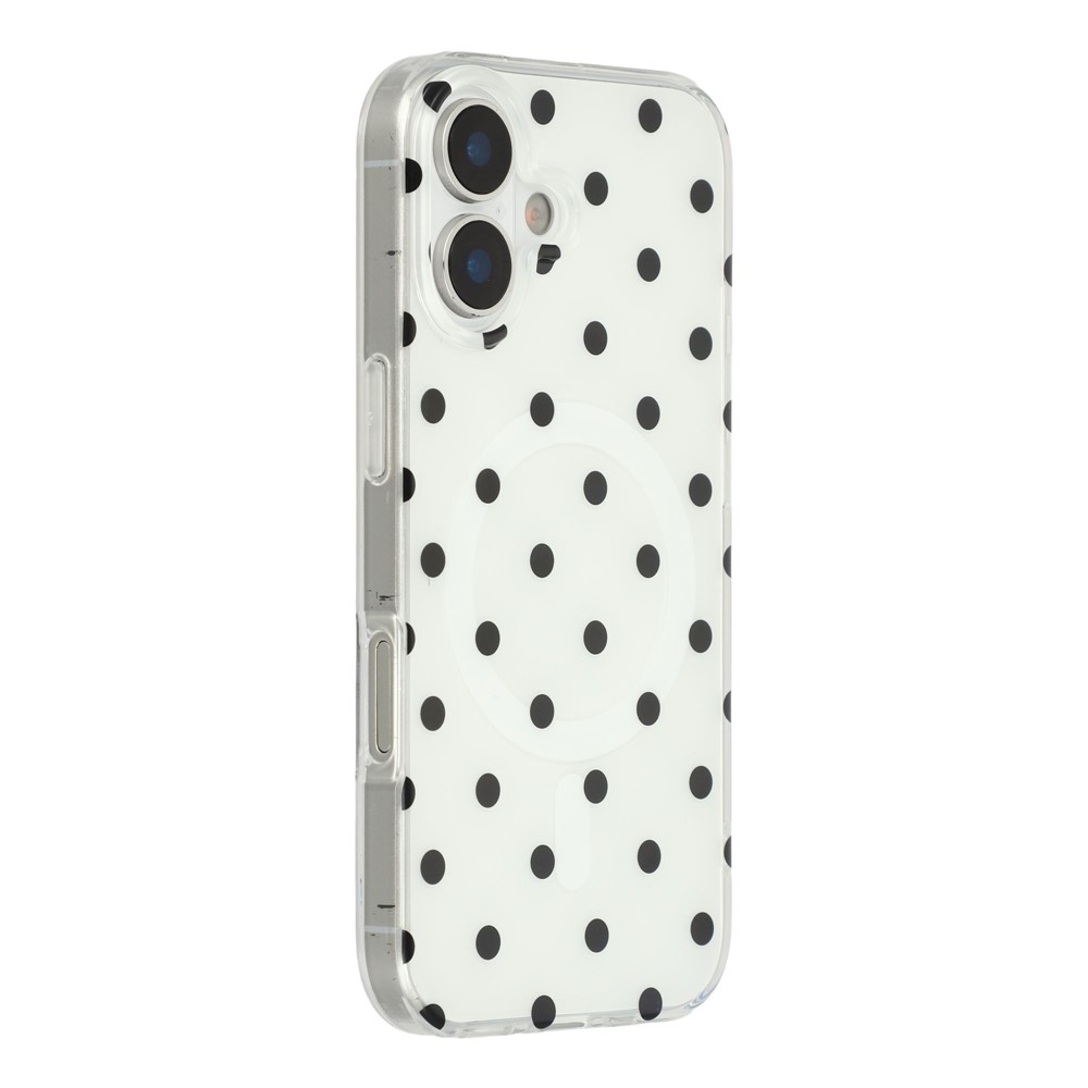 For iPhone 17 Case Polka Dot Pattern TPU + PC Phone Cover Compatible with MagSafe - Black