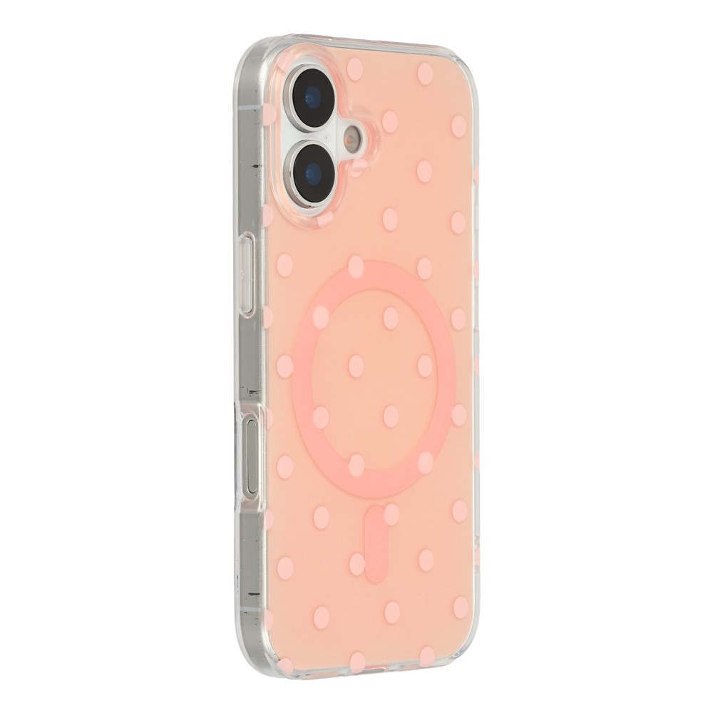 For iPhone 17 Case Polka Dot Pattern TPU + PC Phone Cover Compatible with MagSafe - Pink
