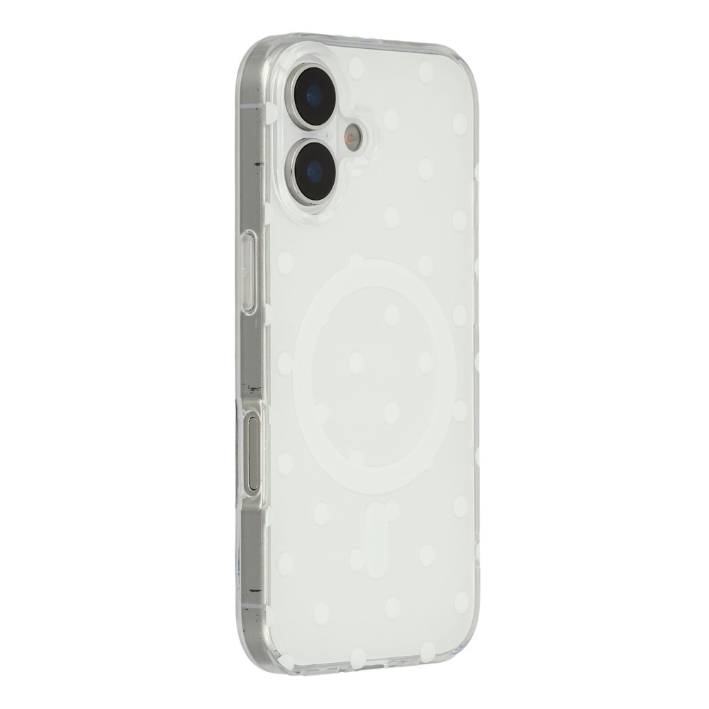 For iPhone 17 Case Polka Dot Pattern TPU + PC Phone Cover Compatible with MagSafe - White