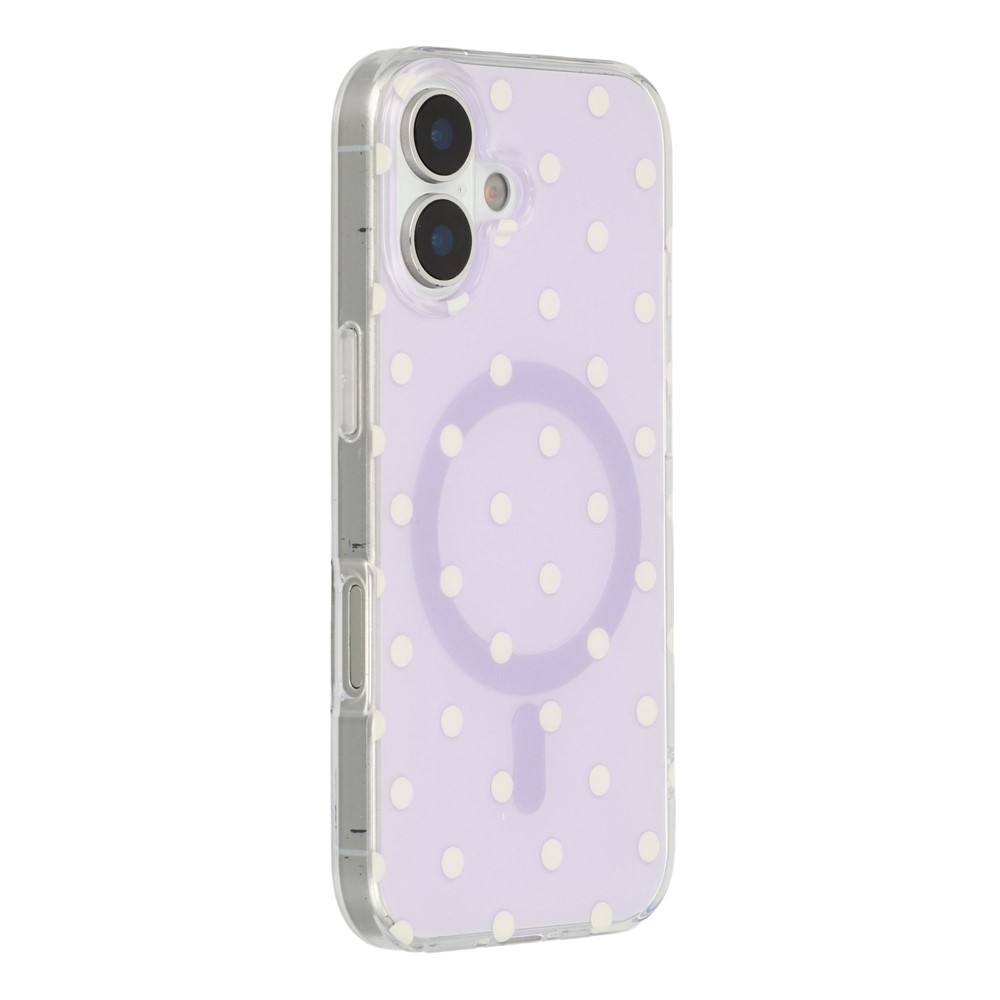 For iPhone 17 Case Polka Dot Pattern TPU + PC Phone Cover Compatible with MagSafe - Purple