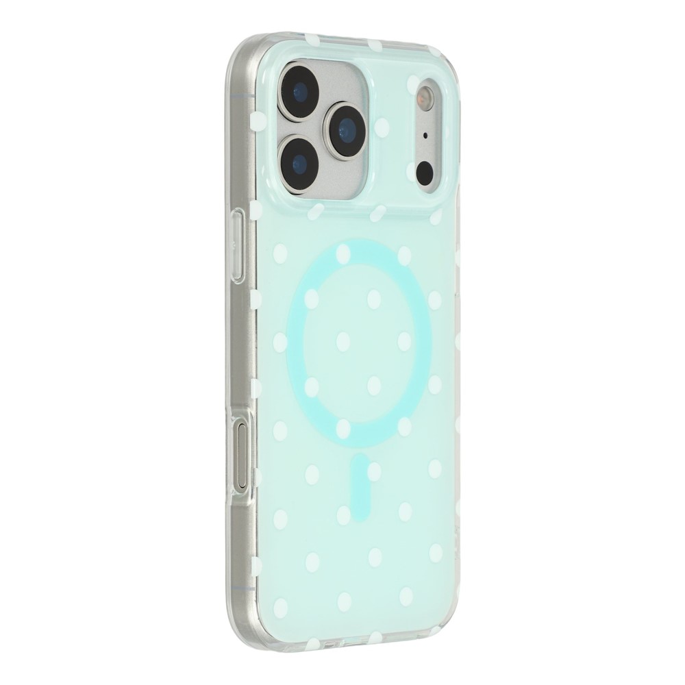 For iPhone 17 Pro Case Polka Dot Pattern TPU + PC Phone Cover Compatible with MagSafe - Green