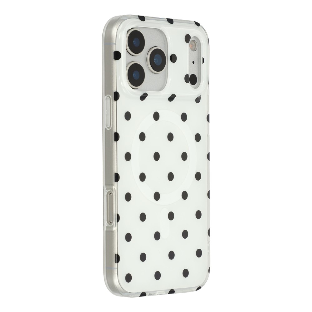 For iPhone 17 Pro Case Polka Dot Pattern TPU + PC Phone Cover Compatible with MagSafe - Black