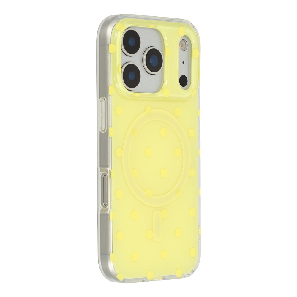 For iPhone 17 Pro Max Case Polka Dot Pattern TPU + PC Phone Cover Compatible with MagSafe - Yellow