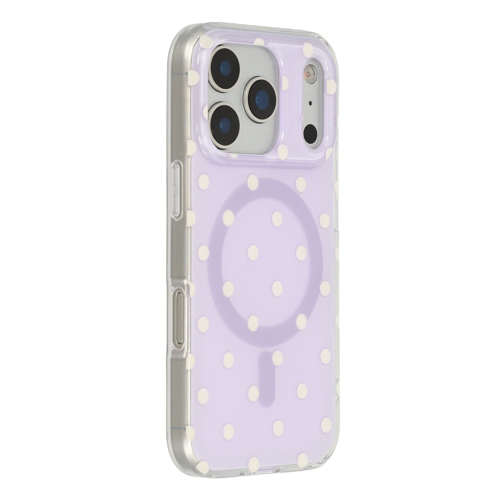 For iPhone 17 Pro Max Case Polka Dot Pattern TPU + PC Phone Cover Compatible with MagSafe - Purple