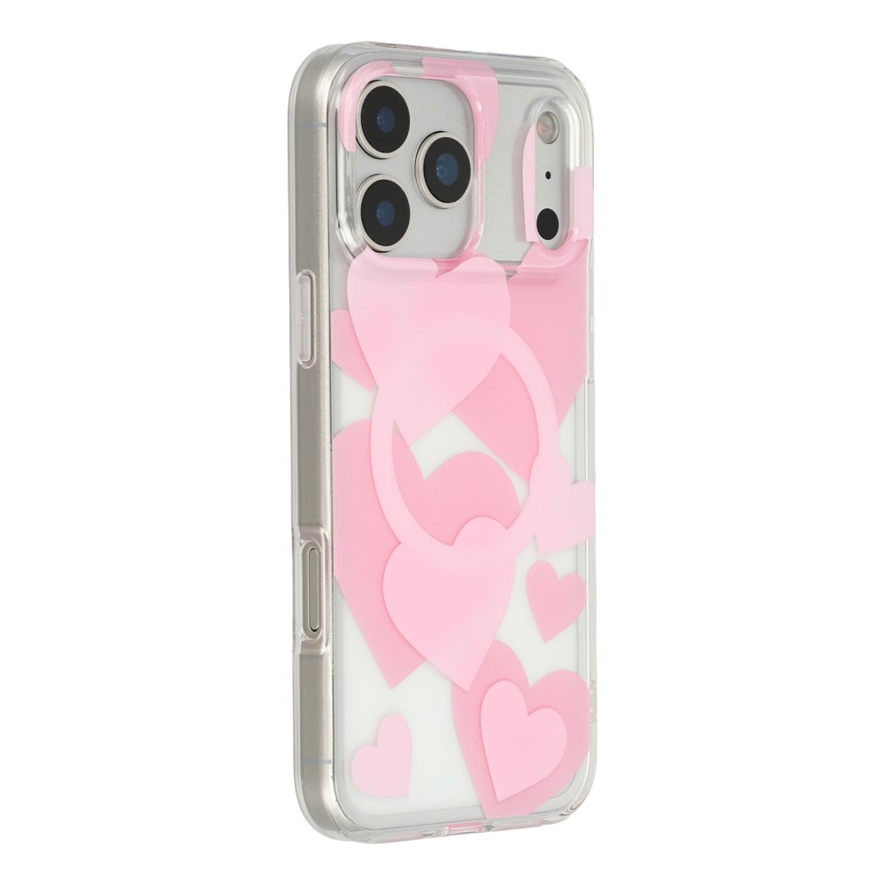 For iPhone 17 Pro Max Case Heart Pattern TPU + PC Protective Phone Cover Compatible with MagSafe - Pink