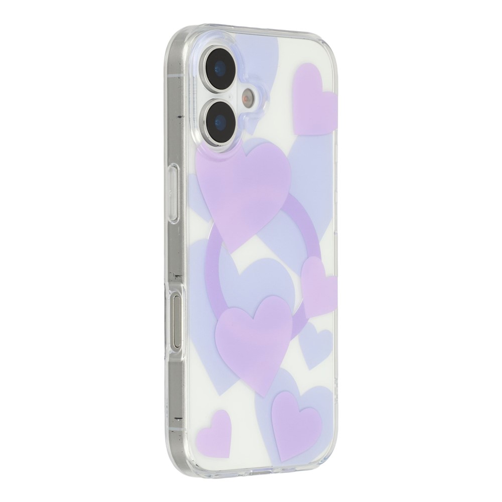 For iPhone 17 Case Heart Pattern TPU + PC Protective Phone Cover Compatible with MagSafe - Purple