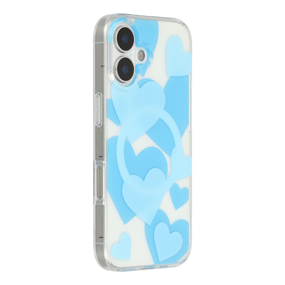 For iPhone 17 Case Heart Pattern TPU + PC Protective Phone Cover Compatible with MagSafe - Blue