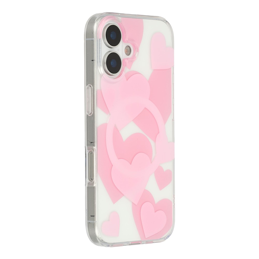 For iPhone 17 Case Heart Pattern TPU + PC Protective Phone Cover Compatible with MagSafe - Pink