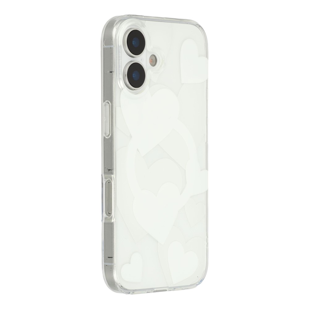 For iPhone 17 Case Heart Pattern TPU + PC Protective Phone Cover Compatible with MagSafe - White