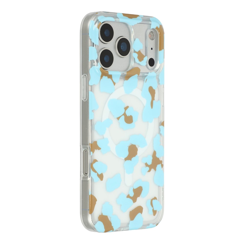 For iPhone 17 Pro Magnetic Case Hollow Leopard Print Design TPU PC Phone Back Cover - Style 7