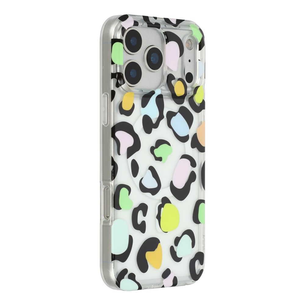 For iPhone 17 Pro Magnetic Case Hollow Leopard Print Design TPU PC Phone Back Cover - Style 1