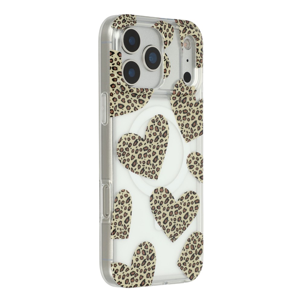 For iPhone 17 Pro Max Magnetic Case Hollow Leopard Print Design TPU PC Phone Back Cover - Style 4
