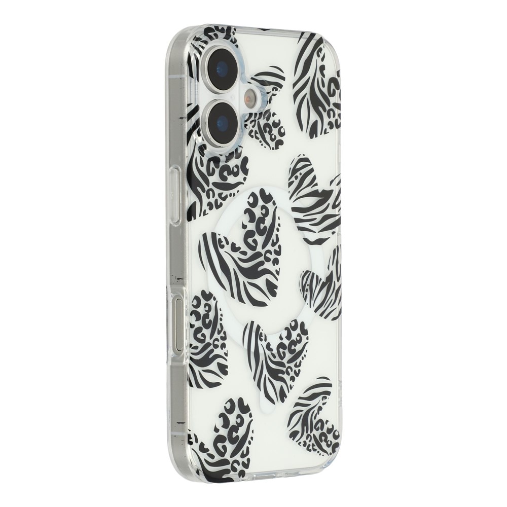 For iPhone 17 Magnetic Case Hollow Leopard Print Design TPU PC Phone Back Cover - Style 5