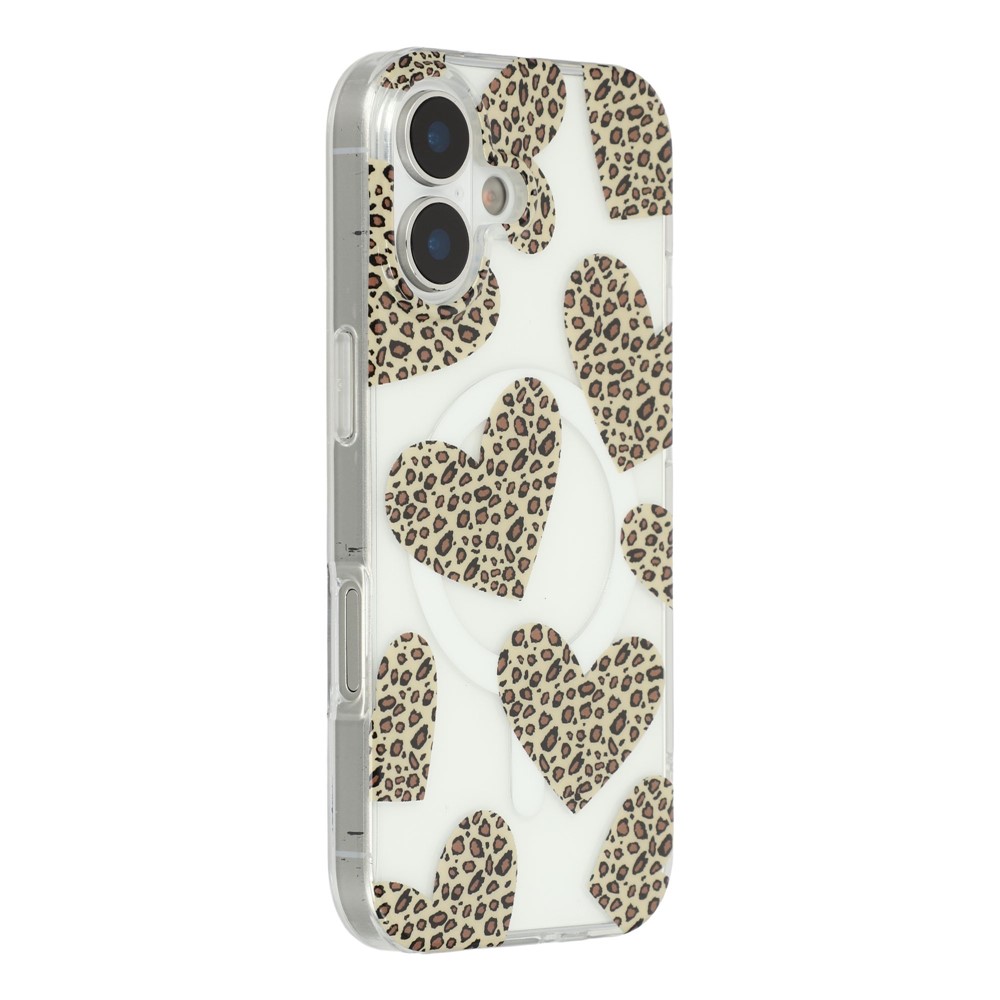 For iPhone 17 Magnetic Case Hollow Leopard Print Design TPU PC Phone Back Cover - Style 4