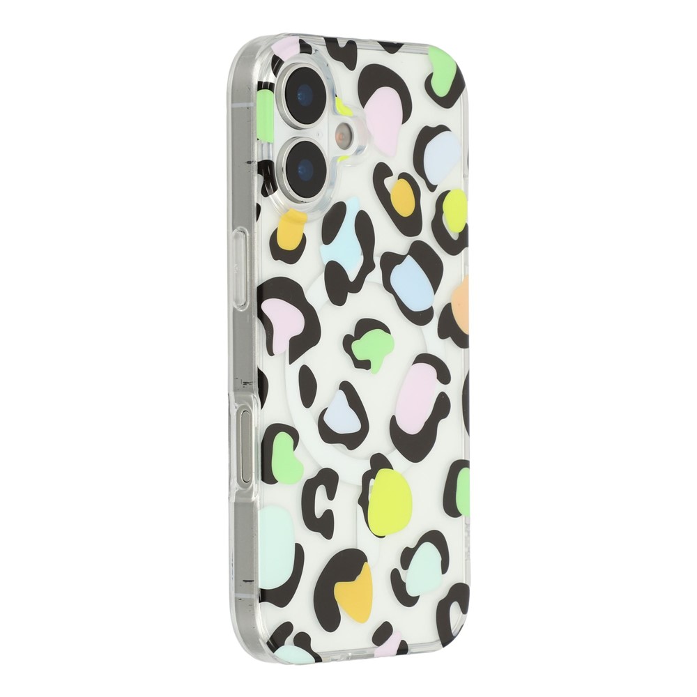 For iPhone 17 Magnetic Case Hollow Leopard Print Design TPU PC Phone Back Cover - Style 1