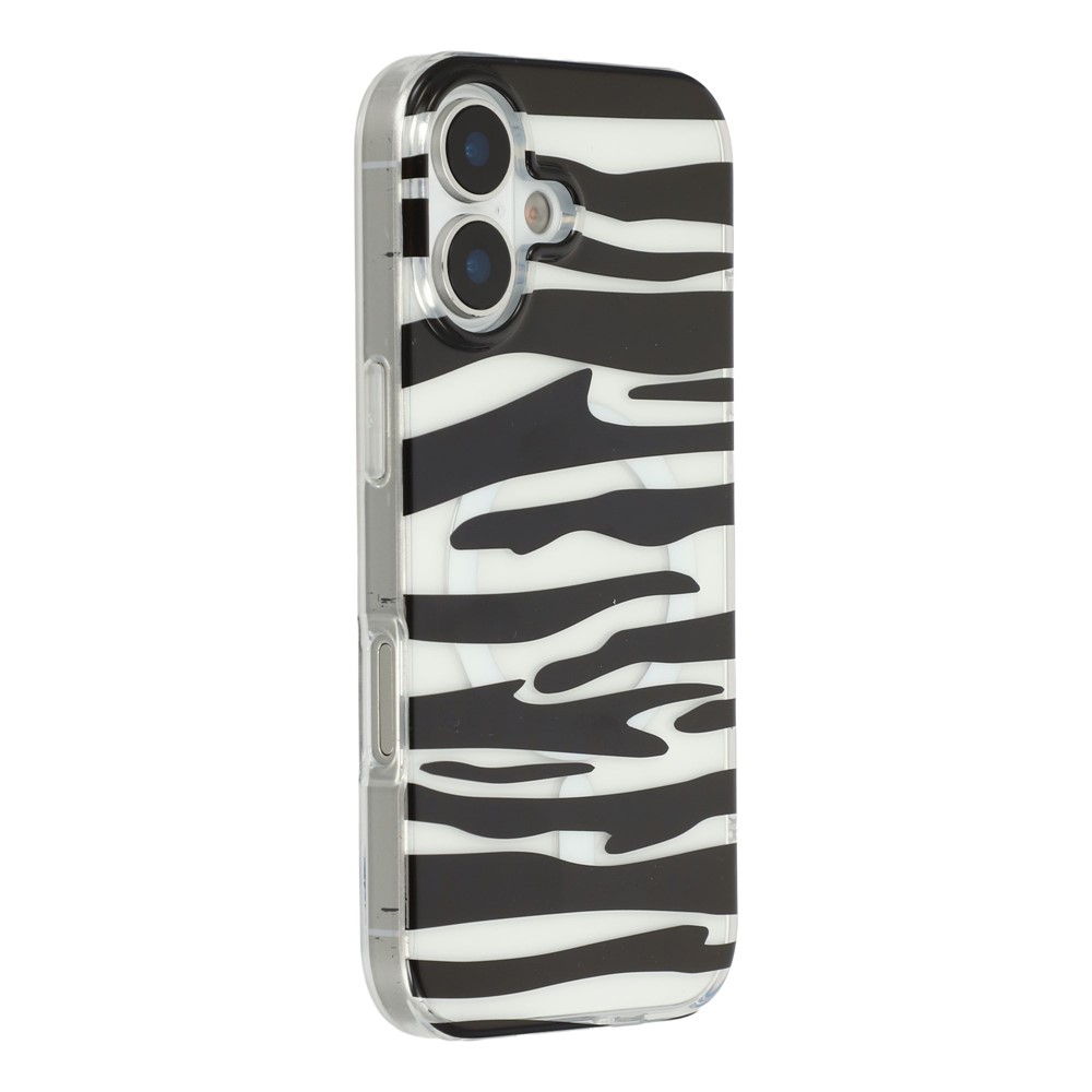 For iPhone 17 Magnetic Case Hollow Leopard Print Design TPU PC Phone Back Cover - Style 6